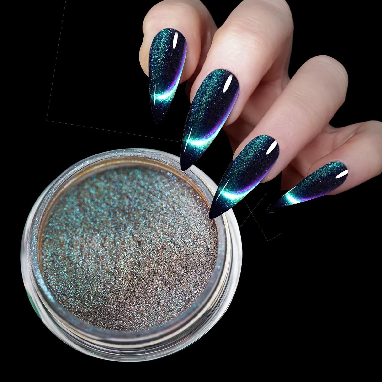 9D HD chat aimant poudre à ongles brillant effet caméléon paillettes Chrome Pigment poussière UV Gel