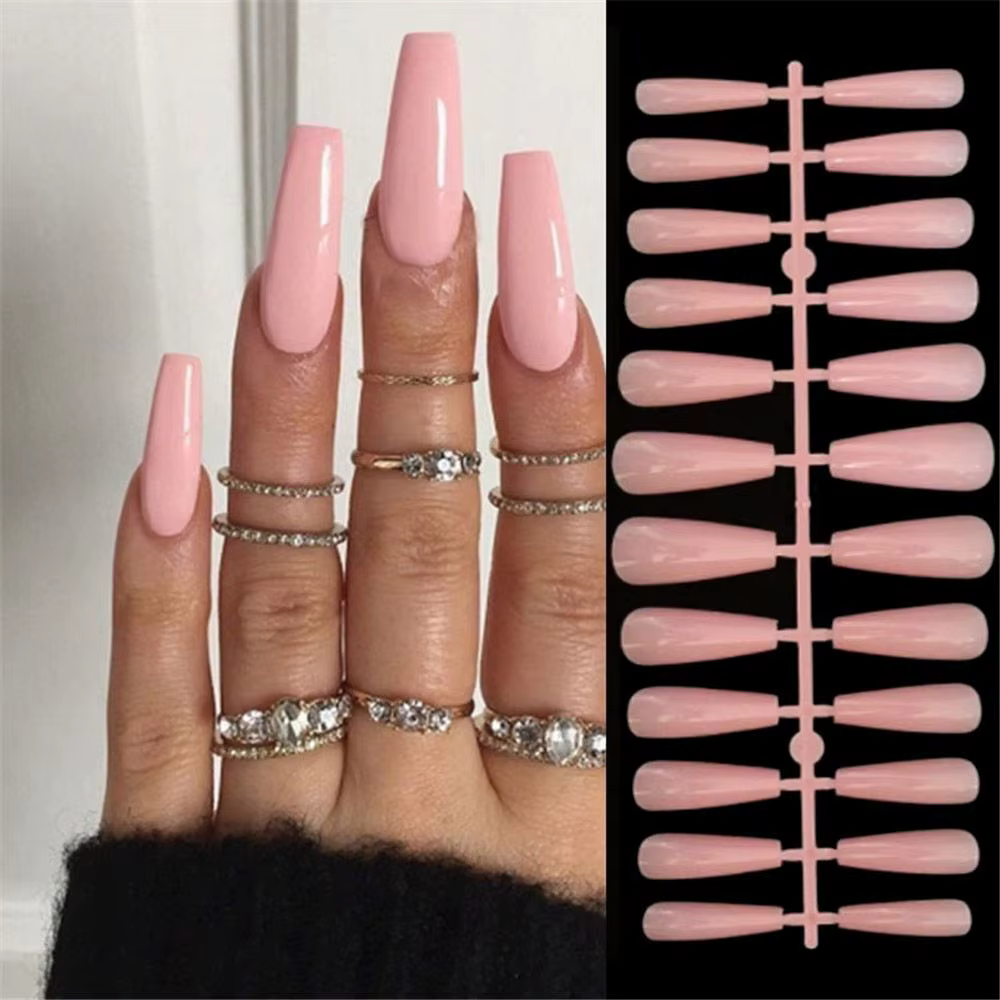 Faux ongles de ballet français à couverture complète, faux ongles, presse, poignées amovibles, feuil
