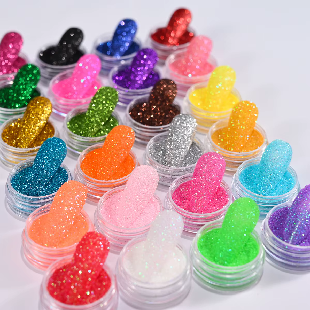 24 couleurs/ensemble holographique Nail Art paillettes poudre noël irisé sucre Chrome Pigment poussi