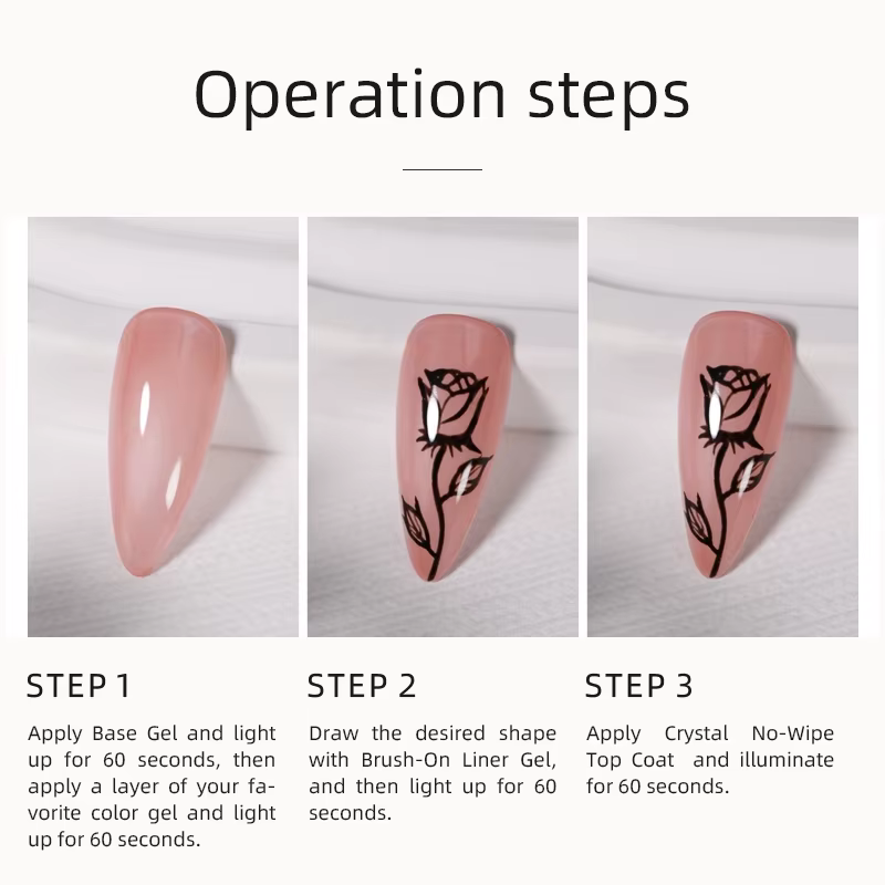 Verhéritage à ongles gel UV/LED, 7ml, blanc, noir, semi-continu
