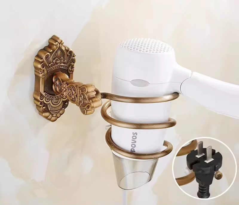 Accessoires de salle de bain en aluminium, bronze antique sculpté, porte-papier, porte-brosse de toi