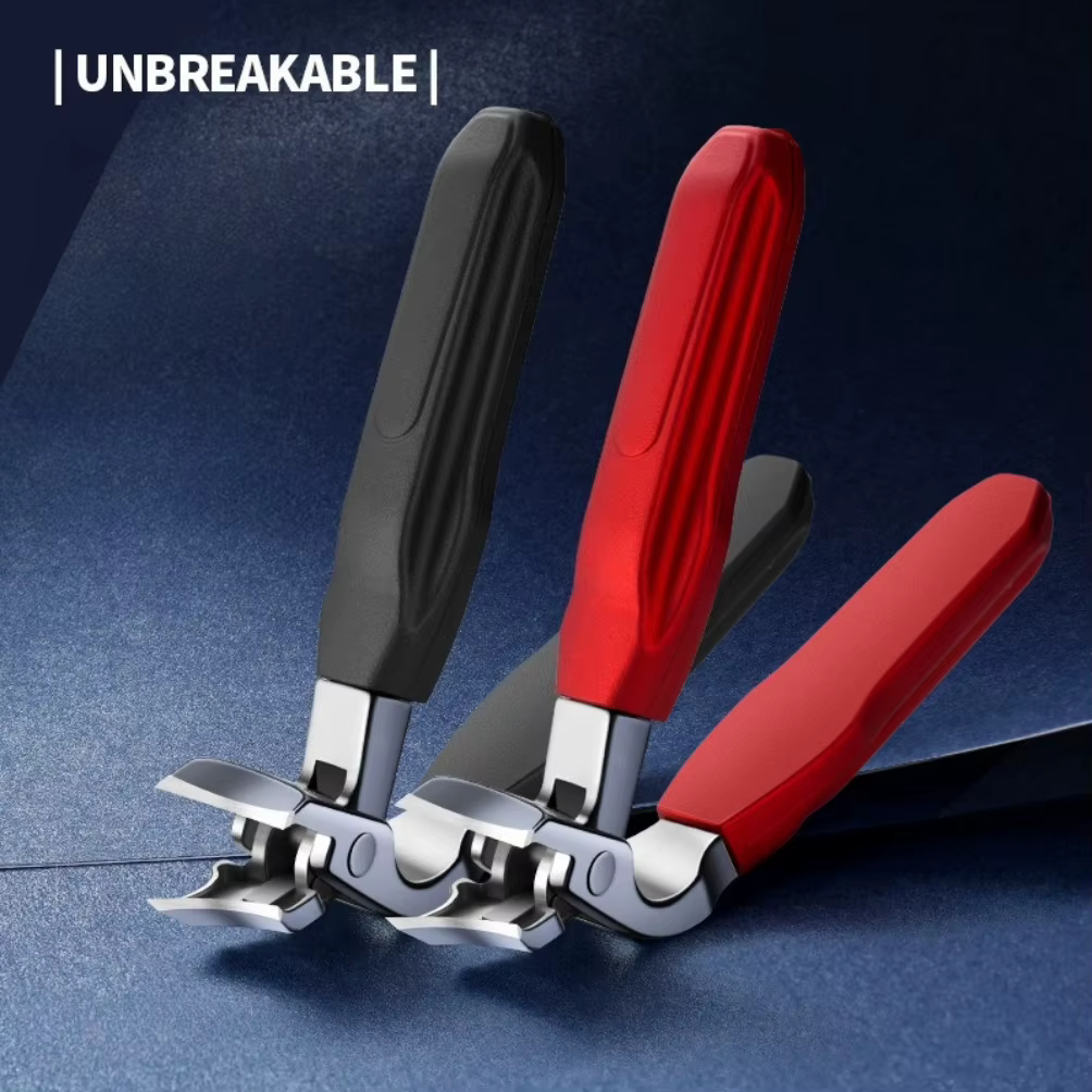 Nouveau coupe-ongles coudé, poignée en caoutchouc domestique, coupe-ongles à grande bouche, coupe-on