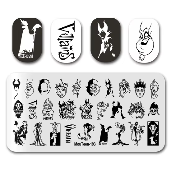 Plaque à ongles MouTeen-193 Big Disney Villain, plaques d'estampage pour ongles, ensemble de manucur