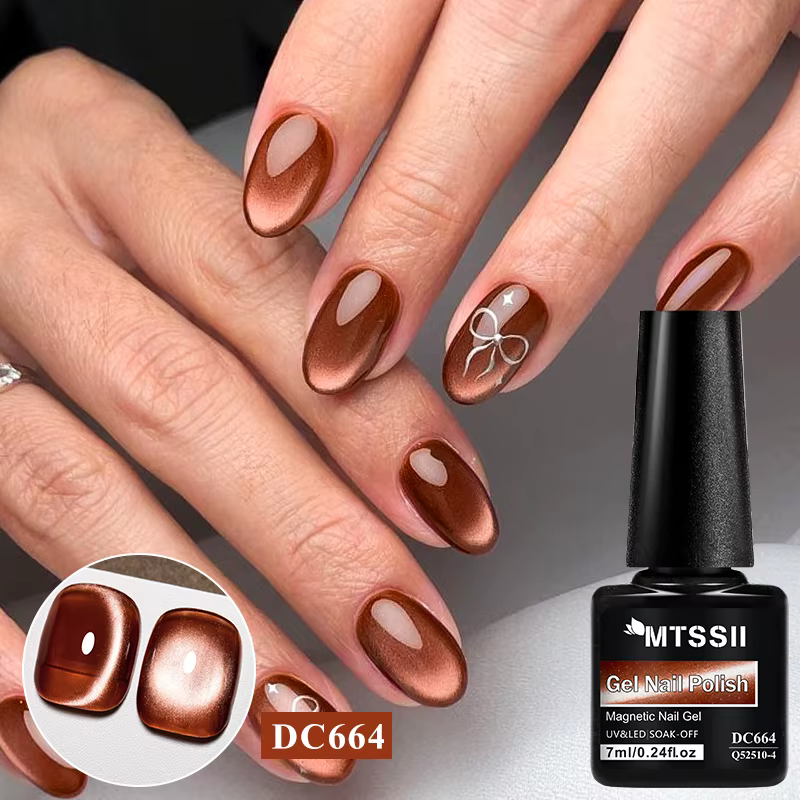 MTSSII 7ml café série chat Gel magnétique vernis à ongles verre marron clair de lune tremper Gel UV 