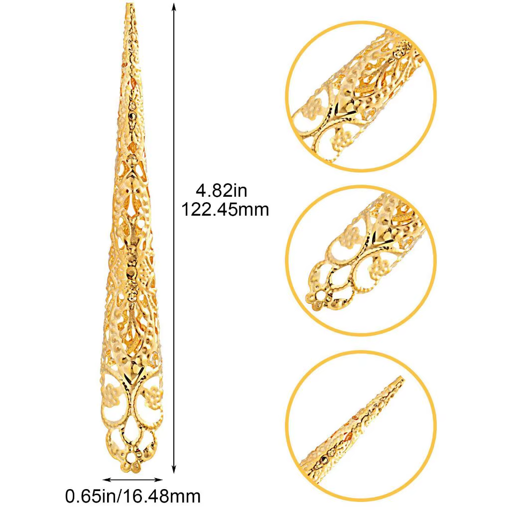 10 pièces Anneaux à ongles pour doigts, style Reine, motif Paon Danse du Ventre, pour Halloween, Cos