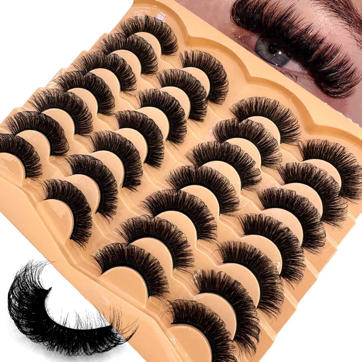 HBZGTLAD nouveau 14 paires Faux cils en vison moelleux Faux cils Volume épais dramatique oeil de cha