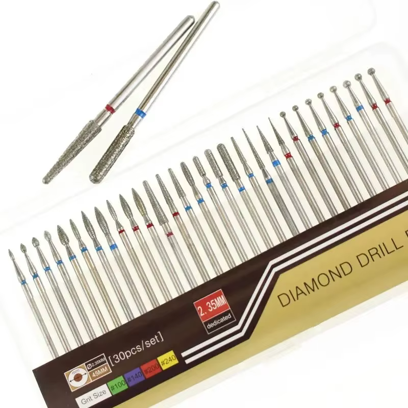 30 pièces/ensemble fraises diamantées fraise à aneth pour manucure mèches de meulage outils d'art de