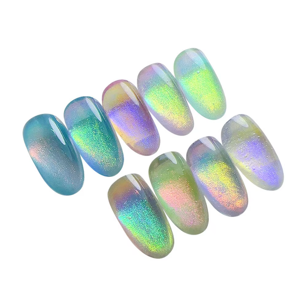 9 couleurs magique Aurora Chrome poudre à ongles effet miroir néon caméléon ongles paillettes mettre