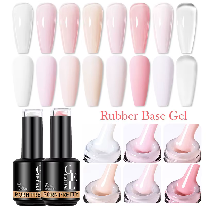 BORN PRETTY vernis à ongles Gel à Base de caoutchouc rose laiteux paillettes 15ml vernis Semi-Perman