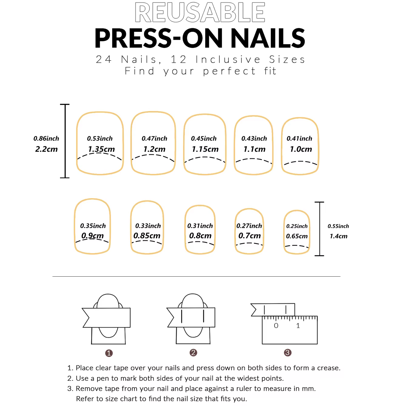 Faux ongles carrés moyens, 24 pièces, ongles français pointus en forme de cœur, ongles en acrylique 