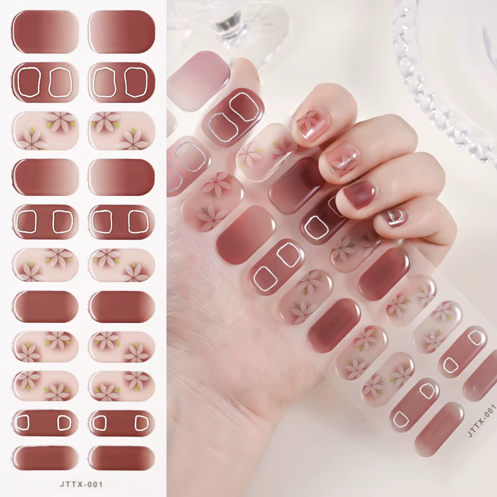 1 feuille d'autocollants pour ongles en Gel durci, bandes de vernis à ongles longue durée, couvertur