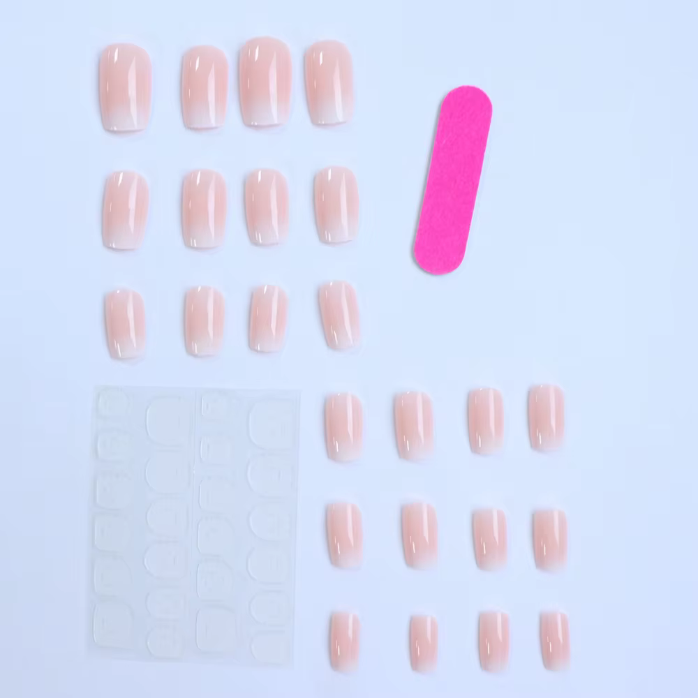 ARTAUG 24 pièces brillant rose presse sur ongles moyen carré faux ongles style élégant faux ongles c
