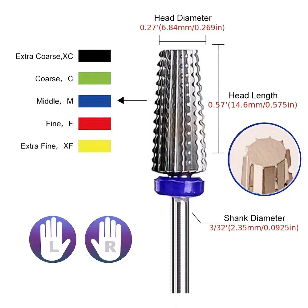 1 pièce/3 pièces en acier au tungstène de qualité professionnelle avec foret à ongles en diamant emb