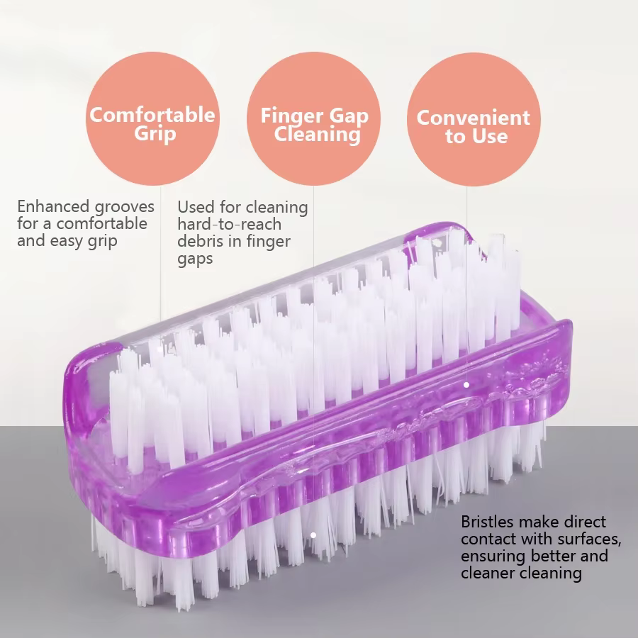 Brosse de nettoyage des ongles double face, outil de manucure et de pédicure, idéal pour les ongles 