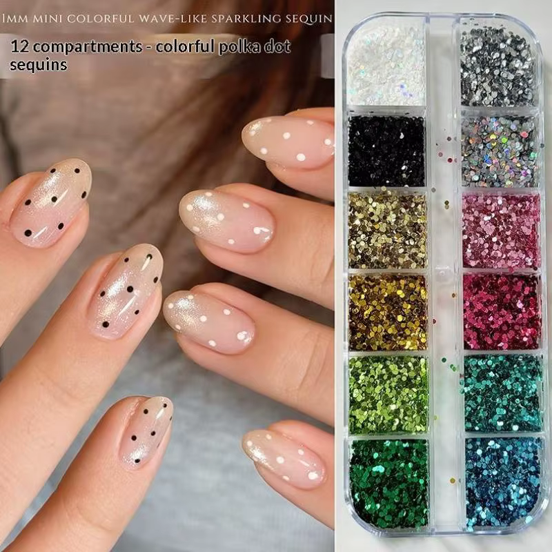 Paillettes pour ongles, sequins, points ondulés, colorés, laser, scintillants, décorations pour nail