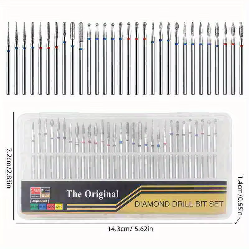30 pièces/boîte diamant foret à ongles rotatif fraises électriques pour pédicure manucure fichiers c