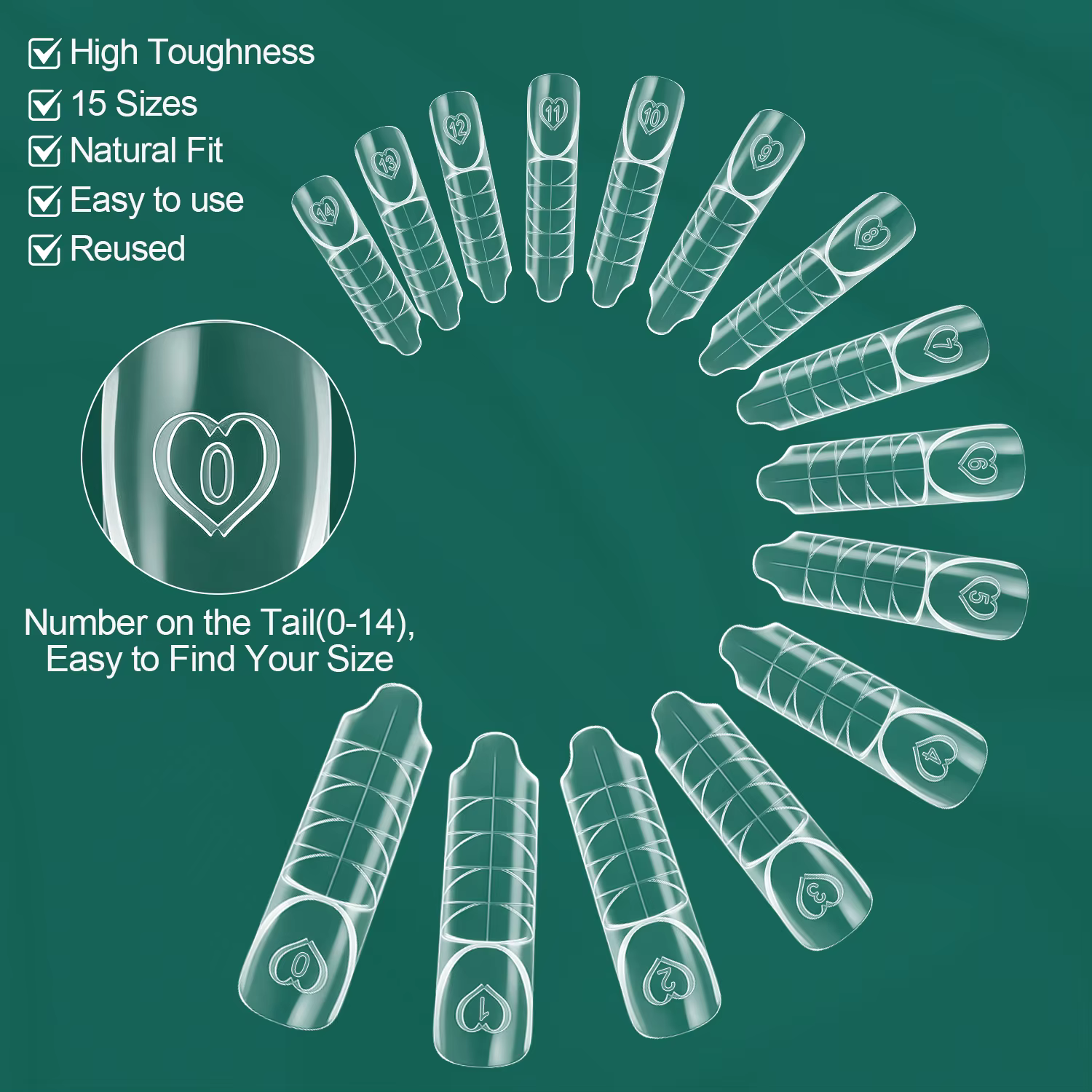 Nailpop Space Nail Dual Forms 15 Tailles Formes à ongles pour extension de gel poly Réutilisables Ma