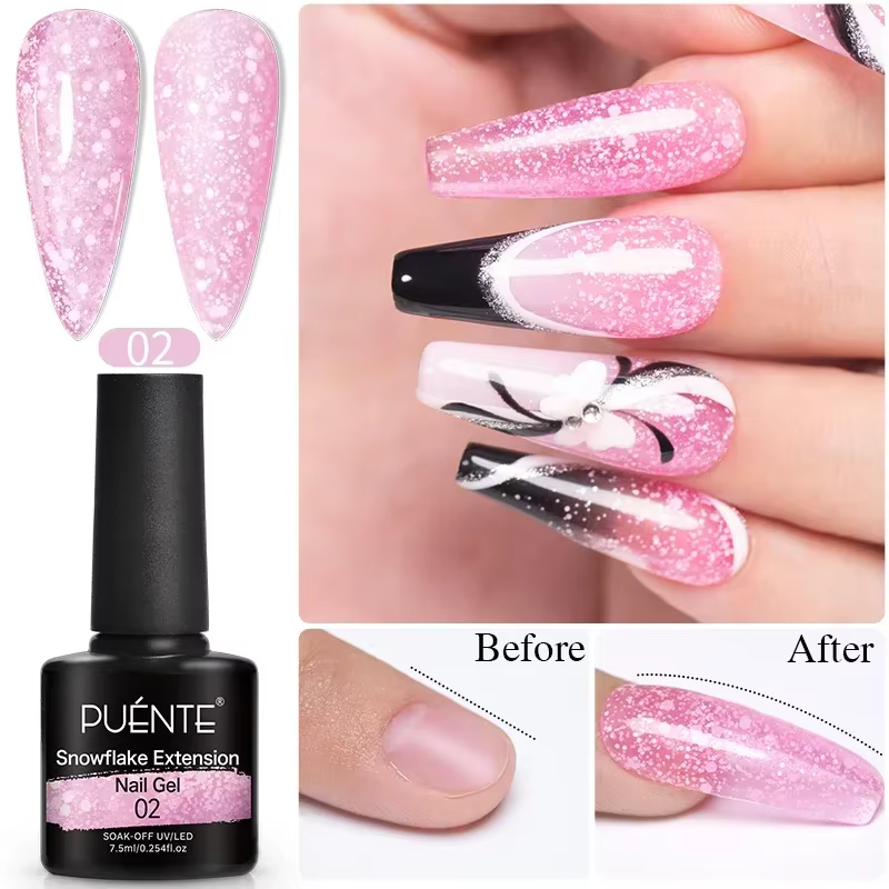 PUENTE 15ML constructeur ongles Gel Transparent Extension ongles Gel auto-nivelant renforcant strass