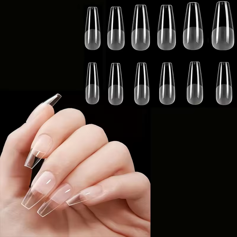 120 pièces couleur Pure mat Ballet cercueil ongles conseils longs Transparent acrylique faux ongles 