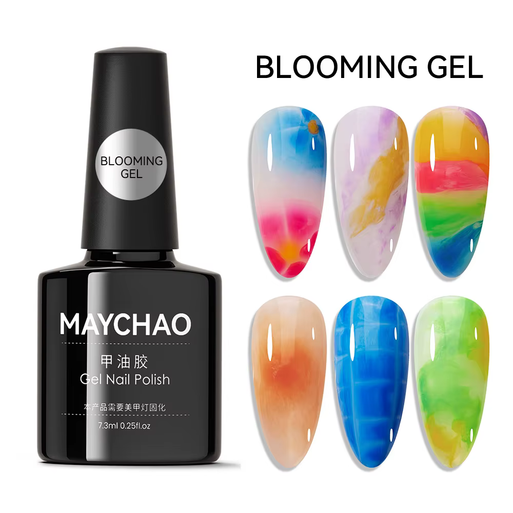 MAYCHAO Gel Polish Transparent Effet Marbre Dégradé pour Ongles, Gel de Mélange UV LED Soak-Off pour
