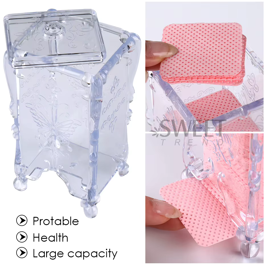 Boîte de rangement pour tampons de coton en acrylique, boîte de rangement pour ongles, Design Transp