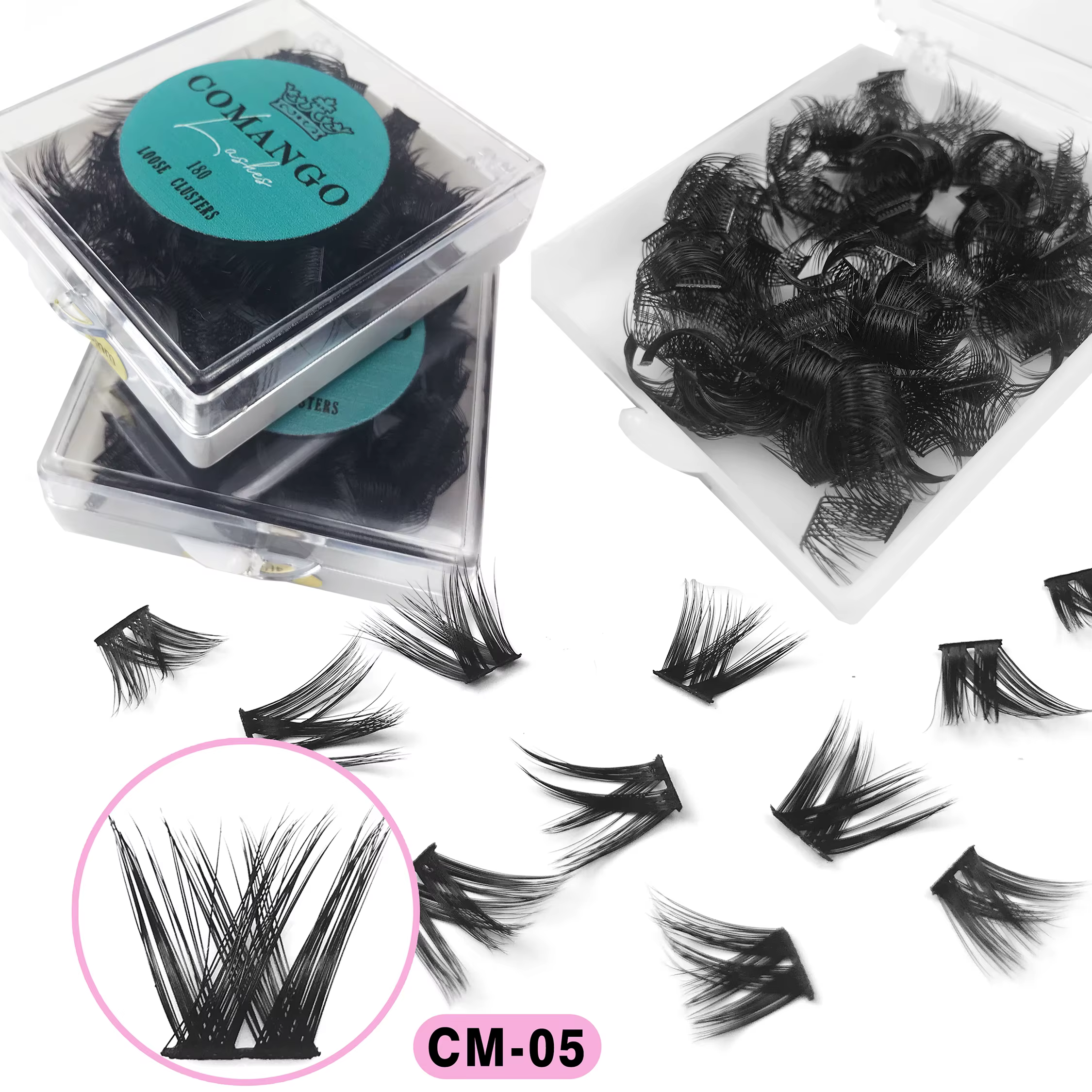 Cluster de cils individuels cils en éventail lâche Extensions de cils grappes de cils C/D Curl 10/12