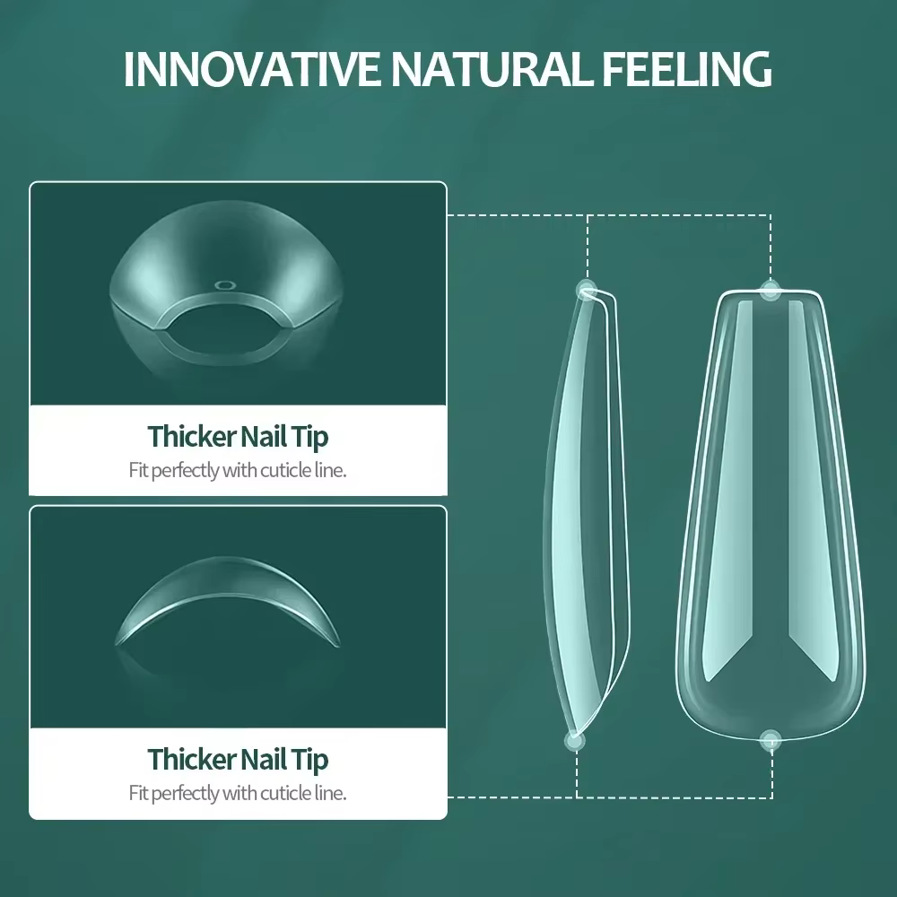 Nailpop 600 pièces Gel doux X ongles conseils couverture complète cercueil Stiletto faux ongles Extr