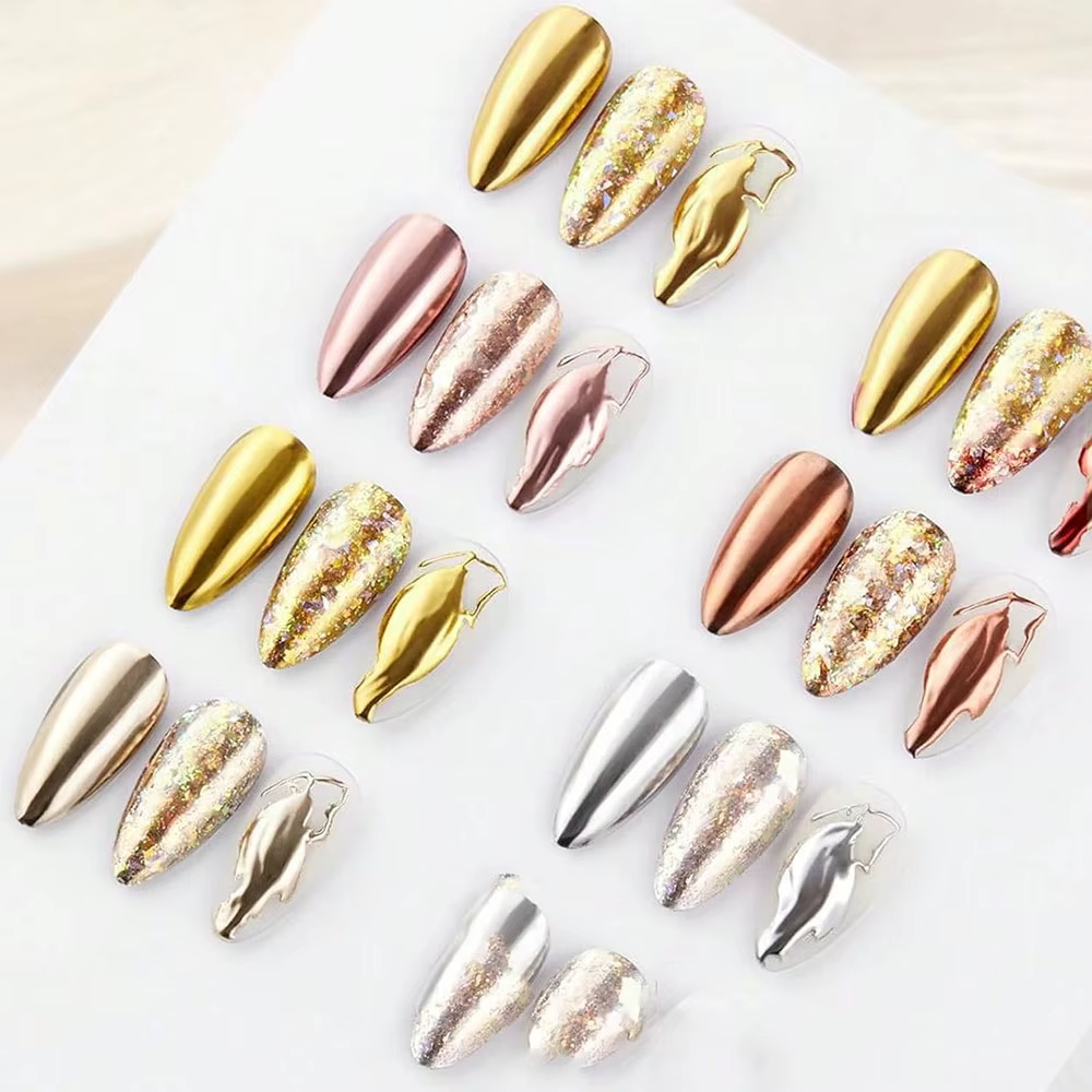 6 couleurs/ensemble miroir métallique Chrome poudre à ongles holographique caméléon paillettes manuc