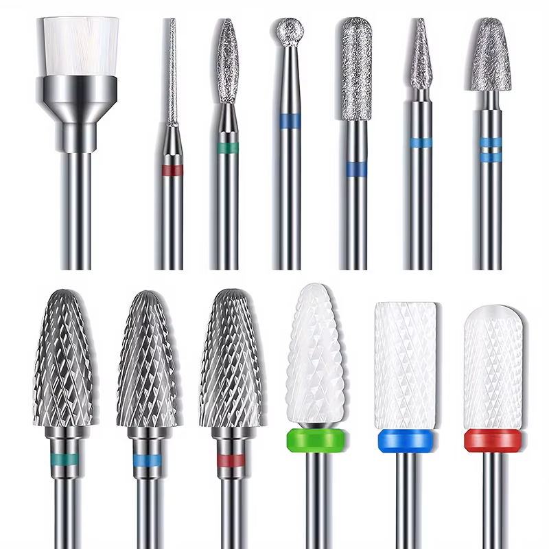 13 pièces/ensemble 3/32 "ensemble de forets à ongles en carbure de diamant hypoallergénique adapté a
