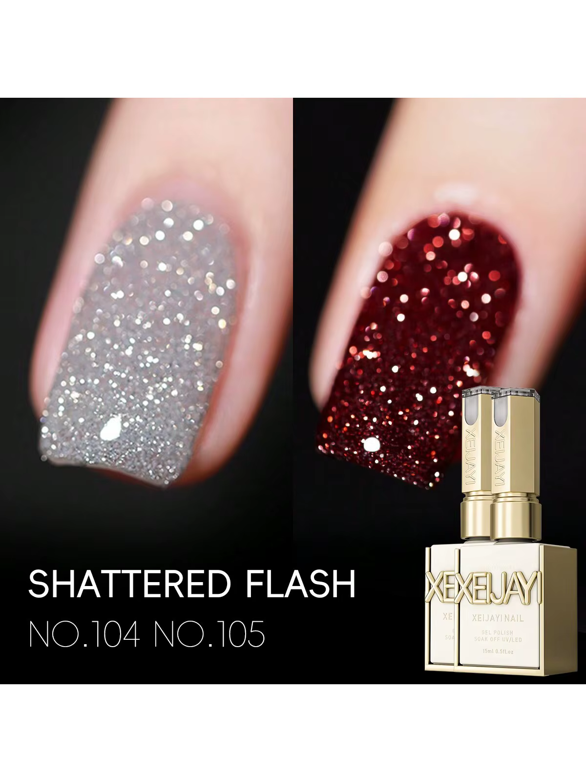 Vernis à ongles Gel réfléchissant à paillettes, 2 pièces, 15ml, pour noël, Kit de Gel rouge argenté,