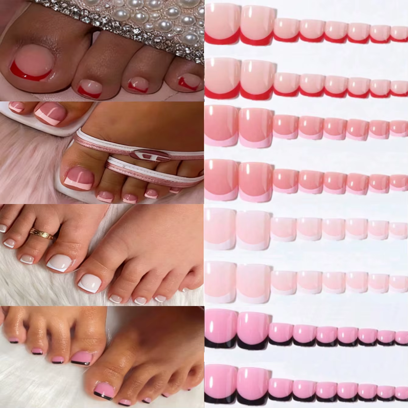 96 pièces pointes françaises presse sur les ongles des pieds presse sur ongles carré acrylique press