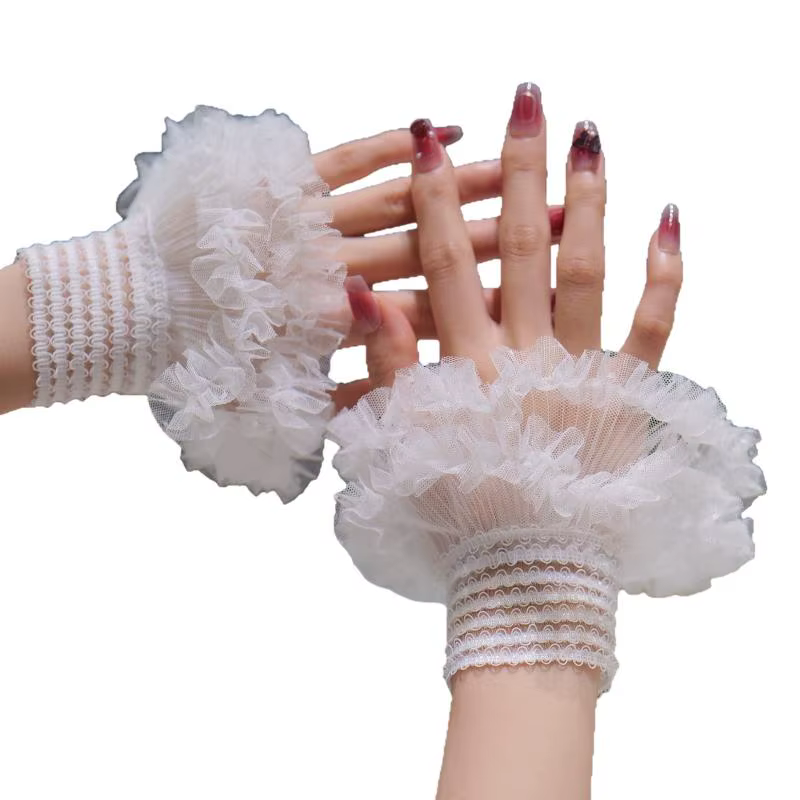 Manchettes de manucure en dentelle plissée pour nail art, accessoires de photographie, faux manches,