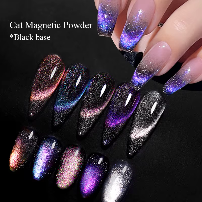 Poudre à ongles magnétique réfléchissante caméléon paillettes poussière métallique Nail Art Chrome b