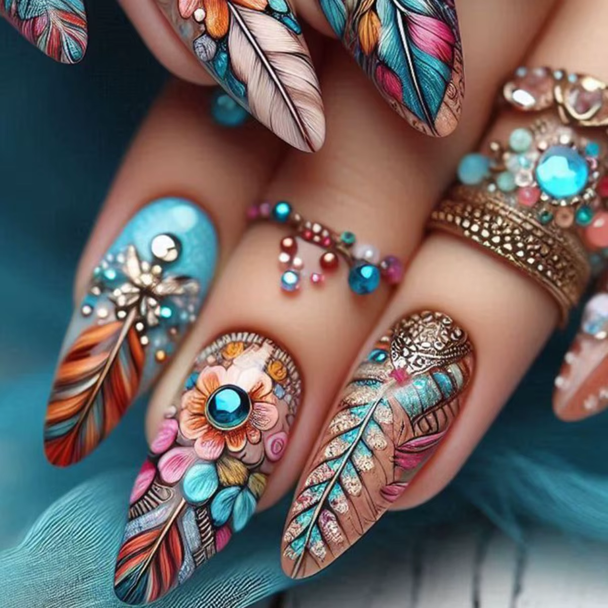 24 pièces/ensemble faux ongles mi-longs carrés ballet ongles conseils paillettes ciel étoilé lune ét