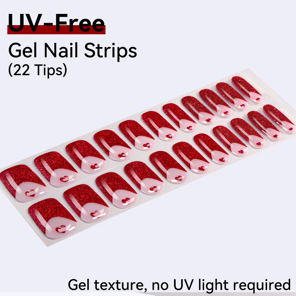 Bandes de vernis à ongles en gel sans UV - 22 embouts - Autocollants de vernis à ongles en gel longu