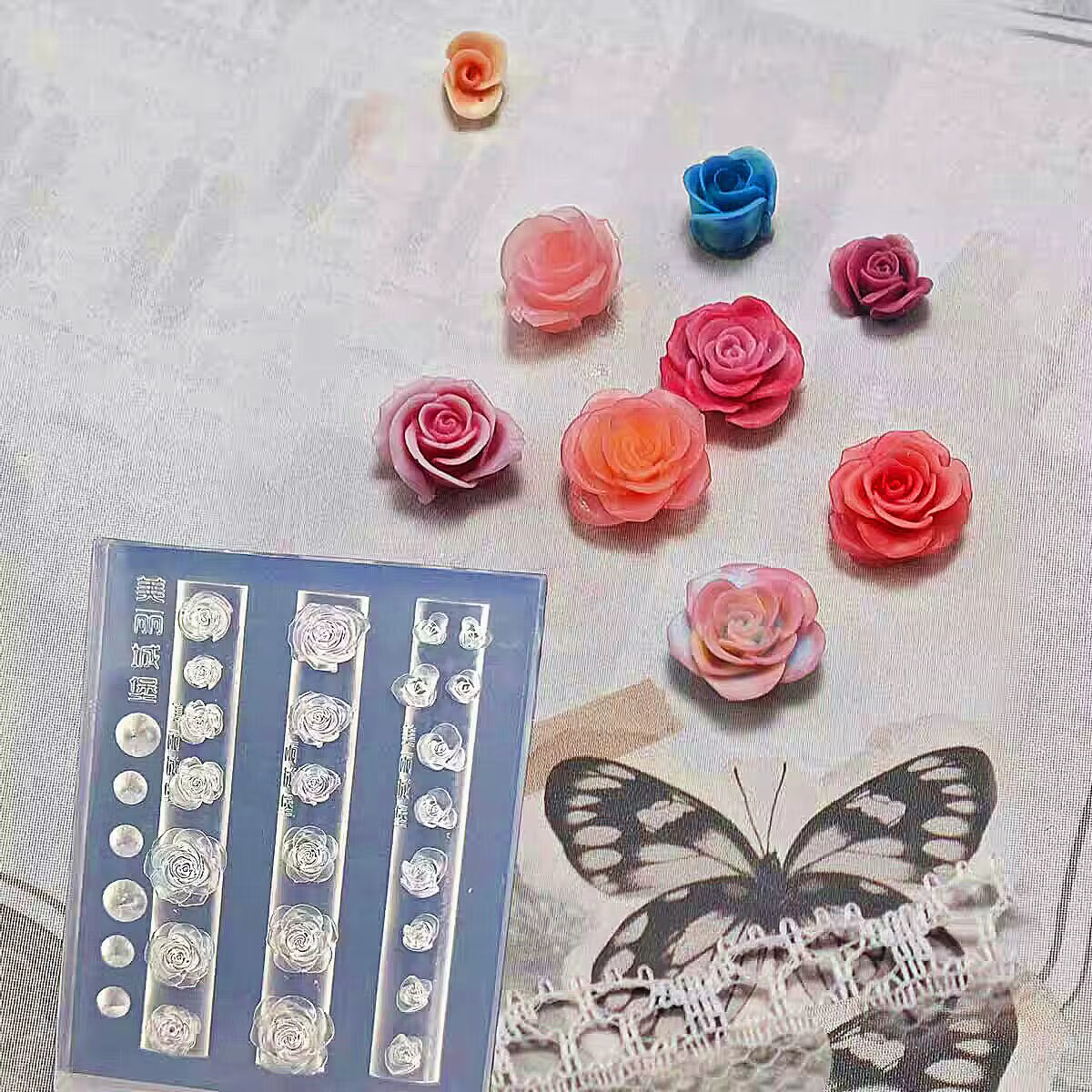 1pc Rose tulipe Lotus 3D acrylique moule muguet Nail Art décorations ongles bricolage conception Sil