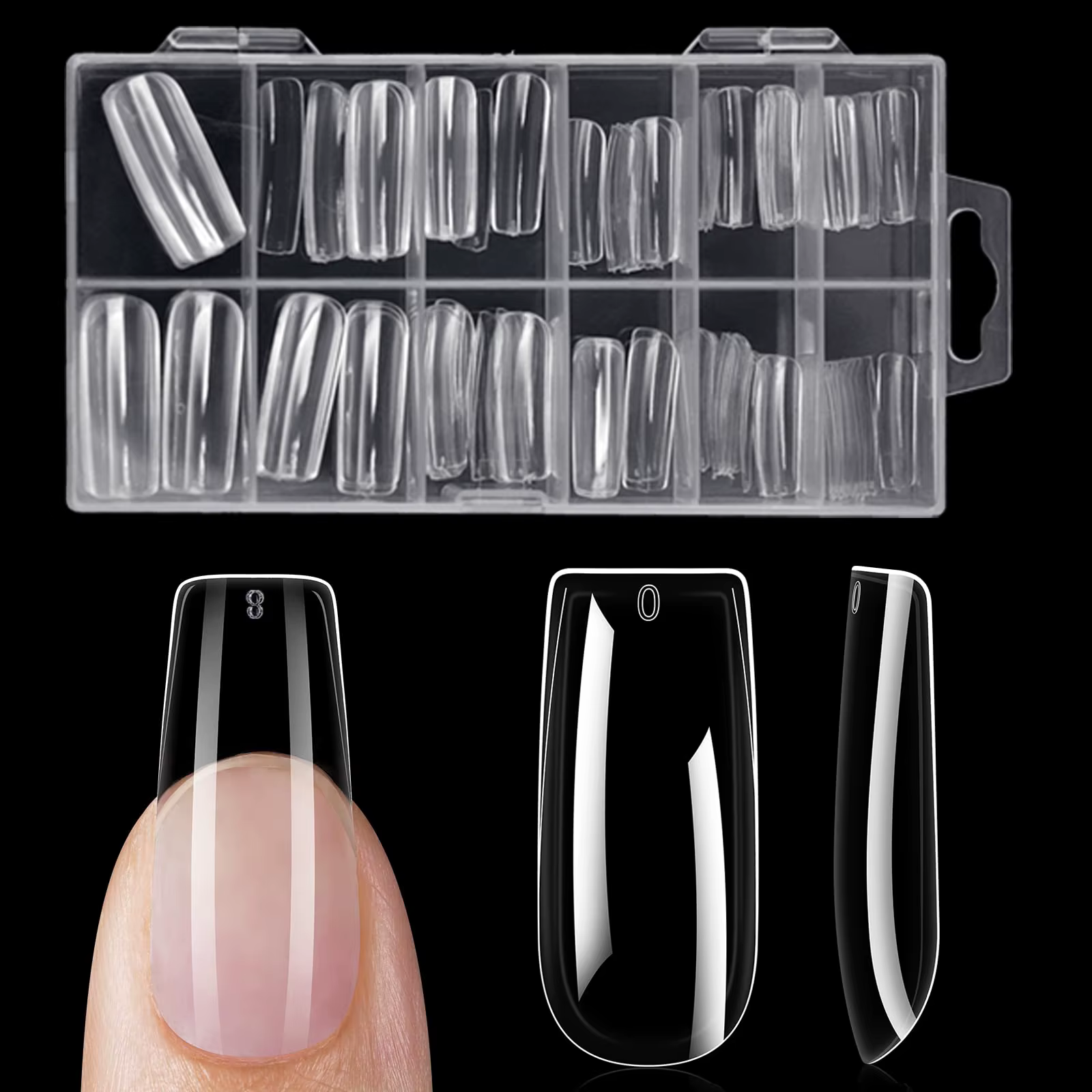 120 pièces ensemble de pointes d'ongles claires cercueil amande mince Stiletto ovale carré et plus d