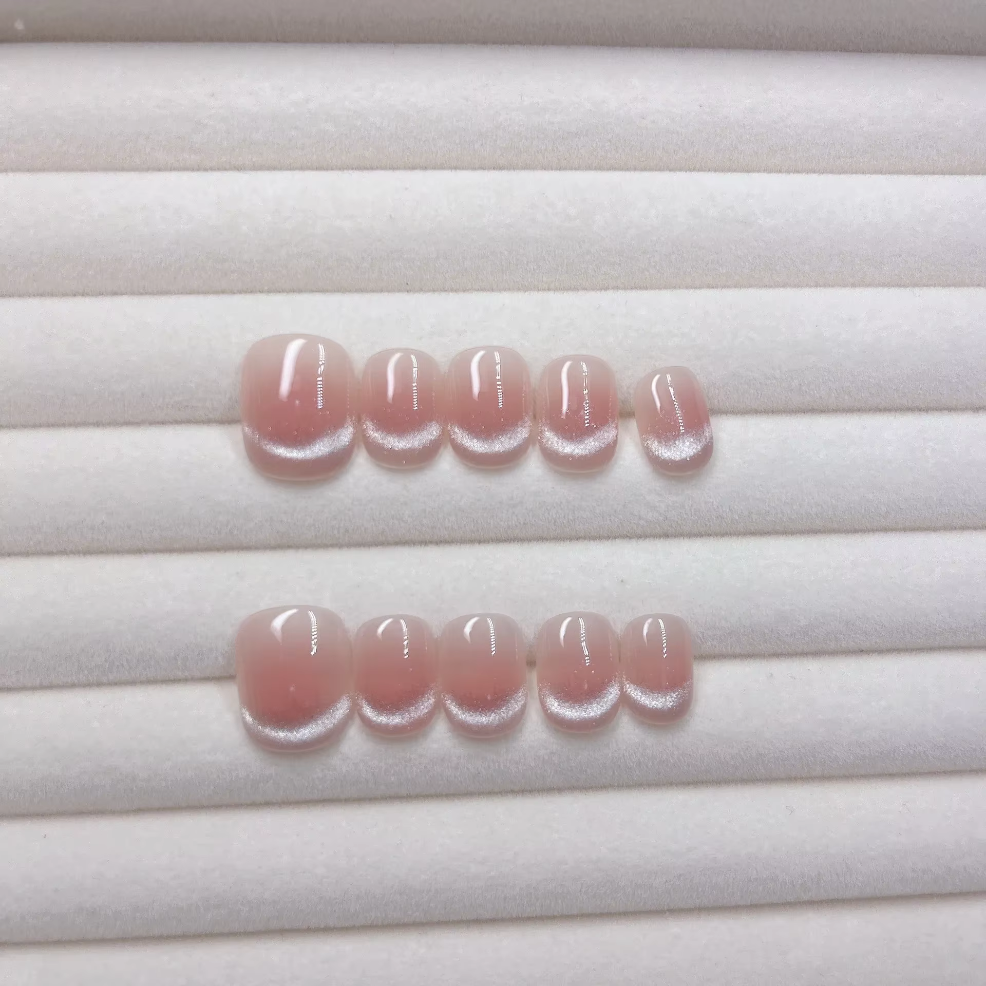 10 pièces ongles portables œil de chat Style rond court éclaircissant pointes d'ongles amovibles Fla
