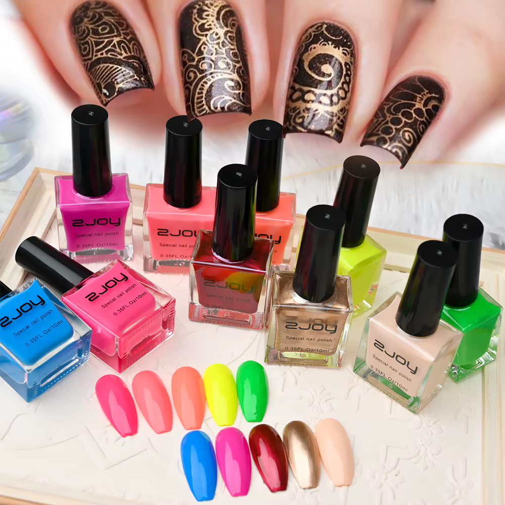 (30 couleurs) 10ml vernis à ongles 1/2 pièces noir/blanc coloré plaque d'estampage vernis d'impressi