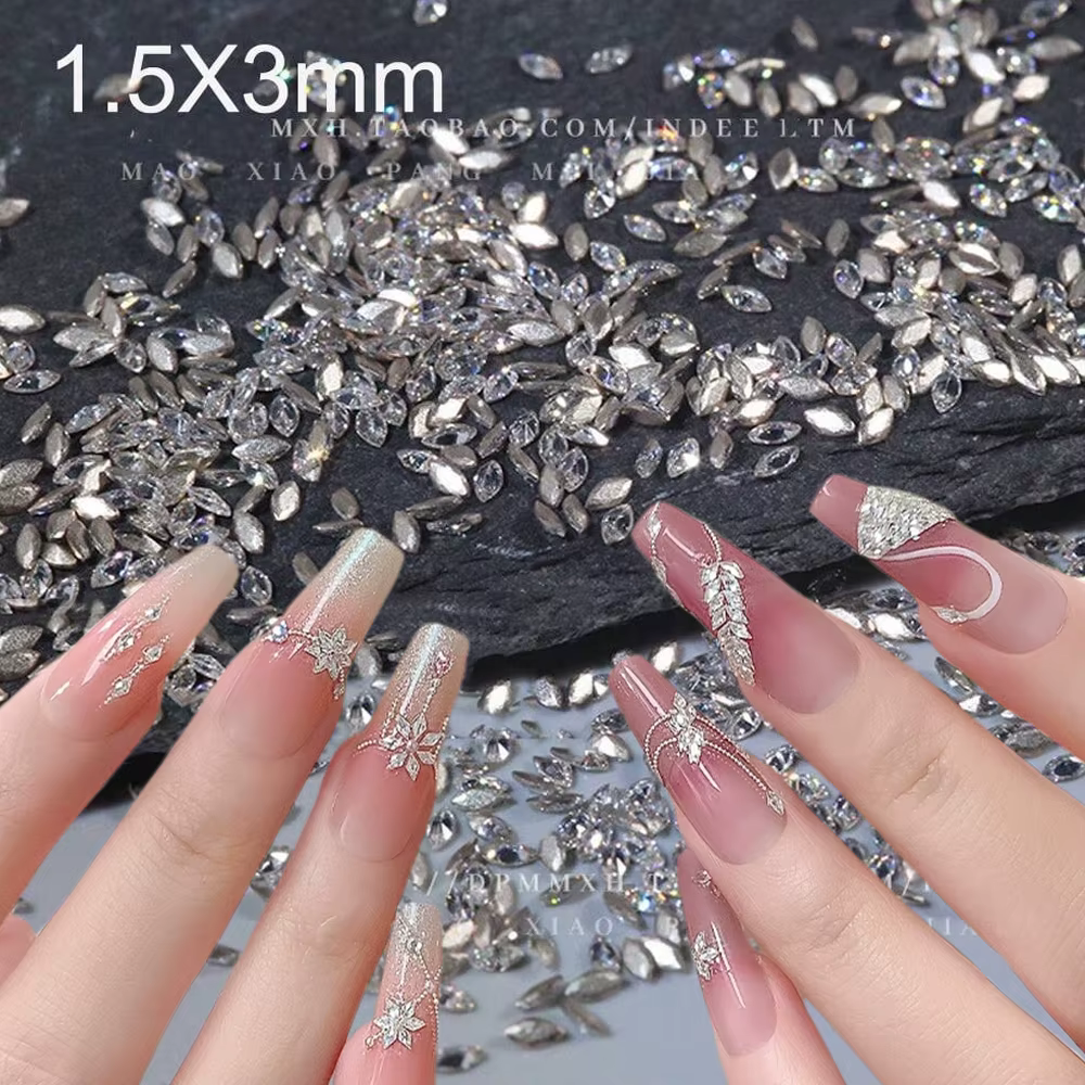 100 pièces Rotterdam kling Rhombus Zcomprend sur Nail Art Strass 1.5*3mm Mini Flatback Diamant Brcor