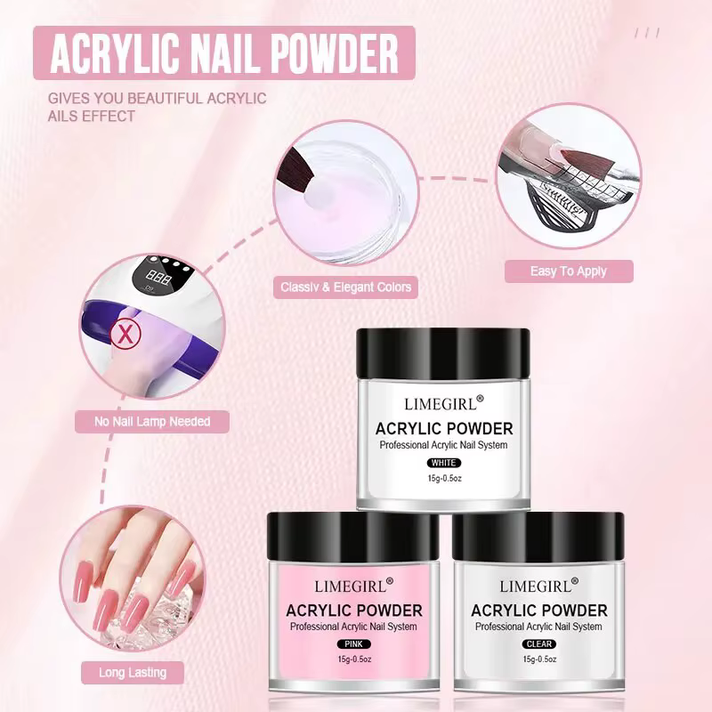 Poudre acrylique pour ongles et monomère liquide, décoration artistique pour ensemble de manucure, K