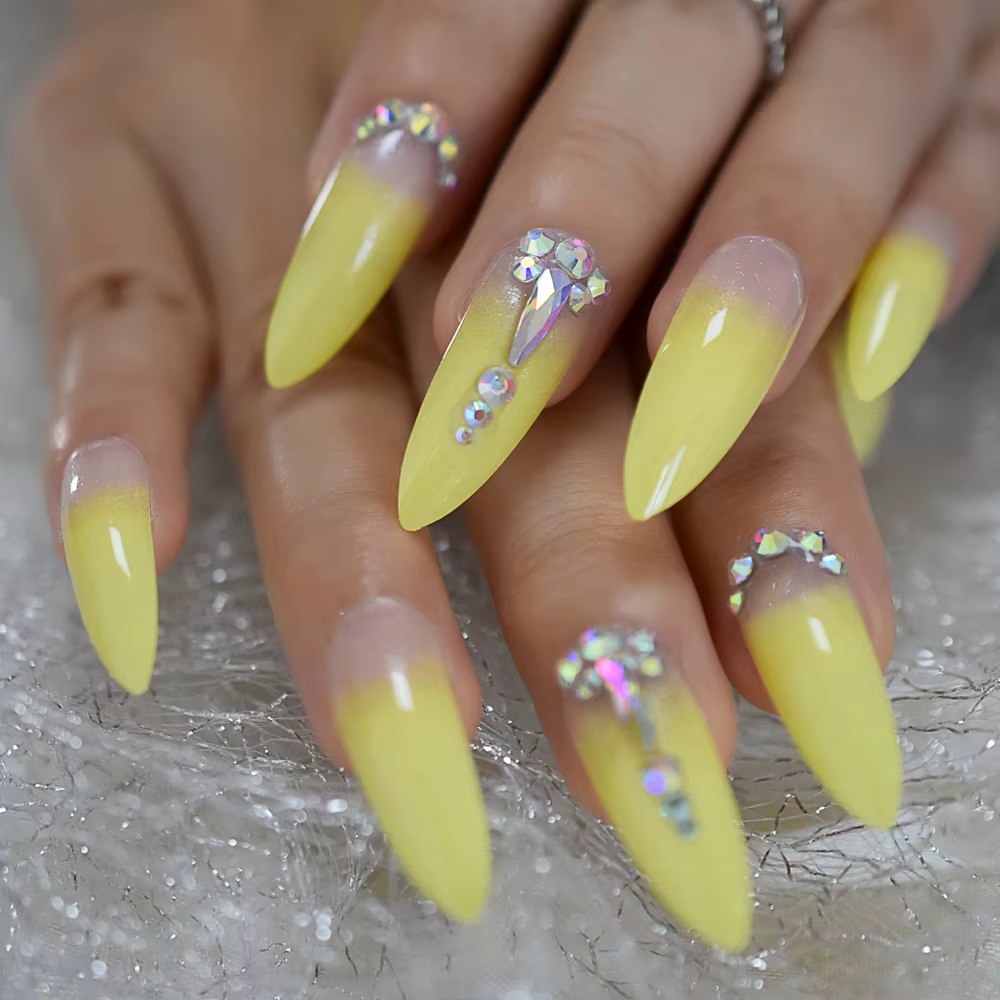 Faux bijoux ombrés extra longs N64.Easy Design, peints à la main, presse personnalisée, pointes de c