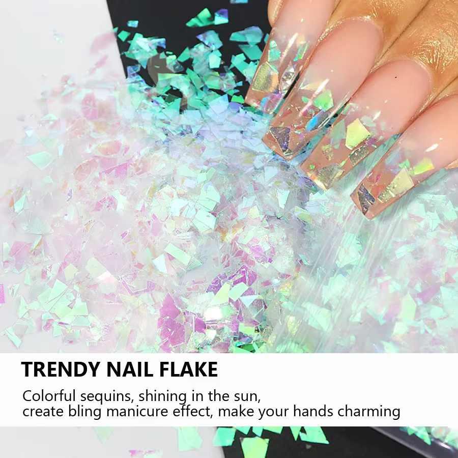 Flocons d'ongles effet sirène 10g, paillettes holographiques pour Nail Art, paillettes scintillantes