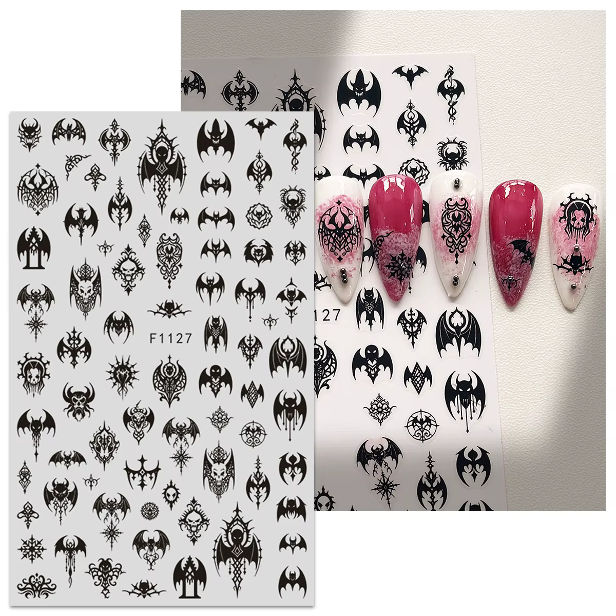 Autocollants pour nail art de style gothique foncé, faciles à appliquer pour la décoration des ongle