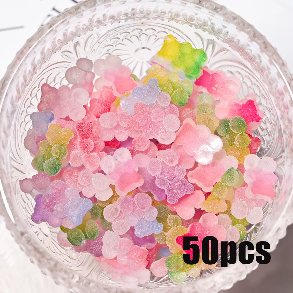 Breloques pour Nail Art, ours gommeux dégradé, Y2K, ours Kawaii, Design en résine, strass, bricolage