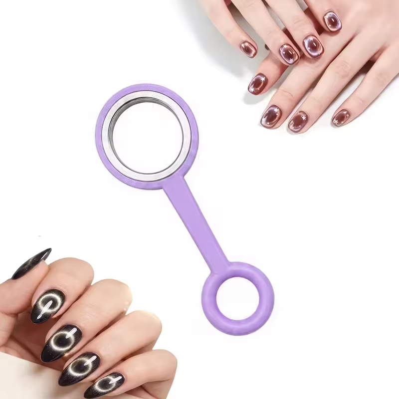 Anneau pour ongles effet œil de chat avec poignée, pour gel UV, accessoires pour techniciennes ongul