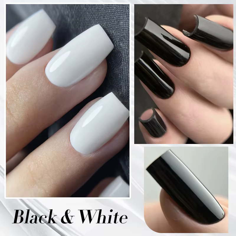 Faillite N PRETTY-Verhéritage à Ongles Gel UV LED, Noir Pur, Blanc, Semi Continu, Gel Nude, GT Recha