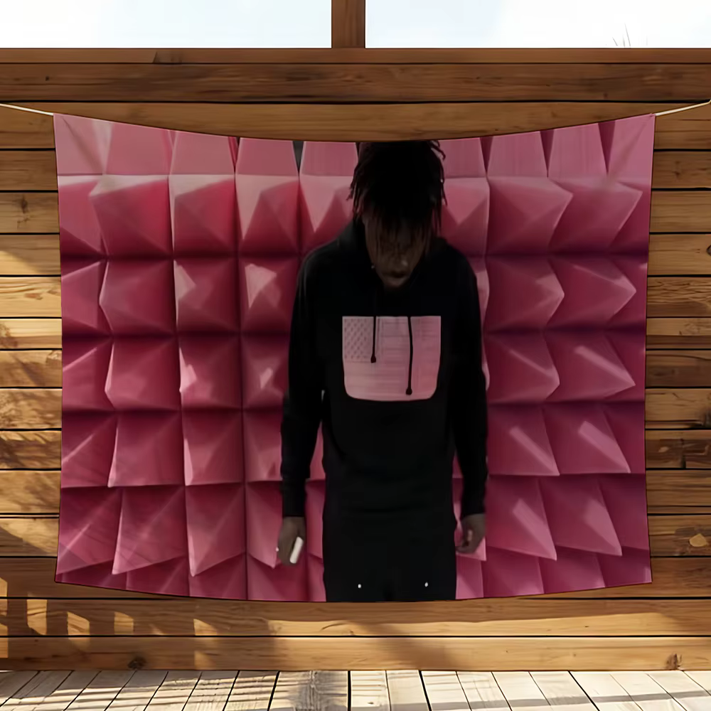 Drapeau rose de Pâques du rappeur Fakemink, idéal pour les fêtes, les clubs, la décoration murale in