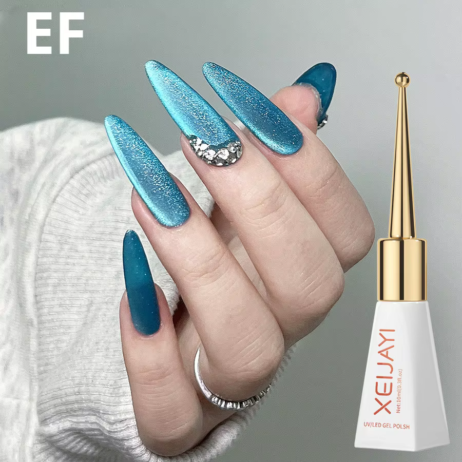 XEIJAYI vernis Gel œil de chat vert paillettes Gel magnétique émaux Semi-permanents vernis à ongles 