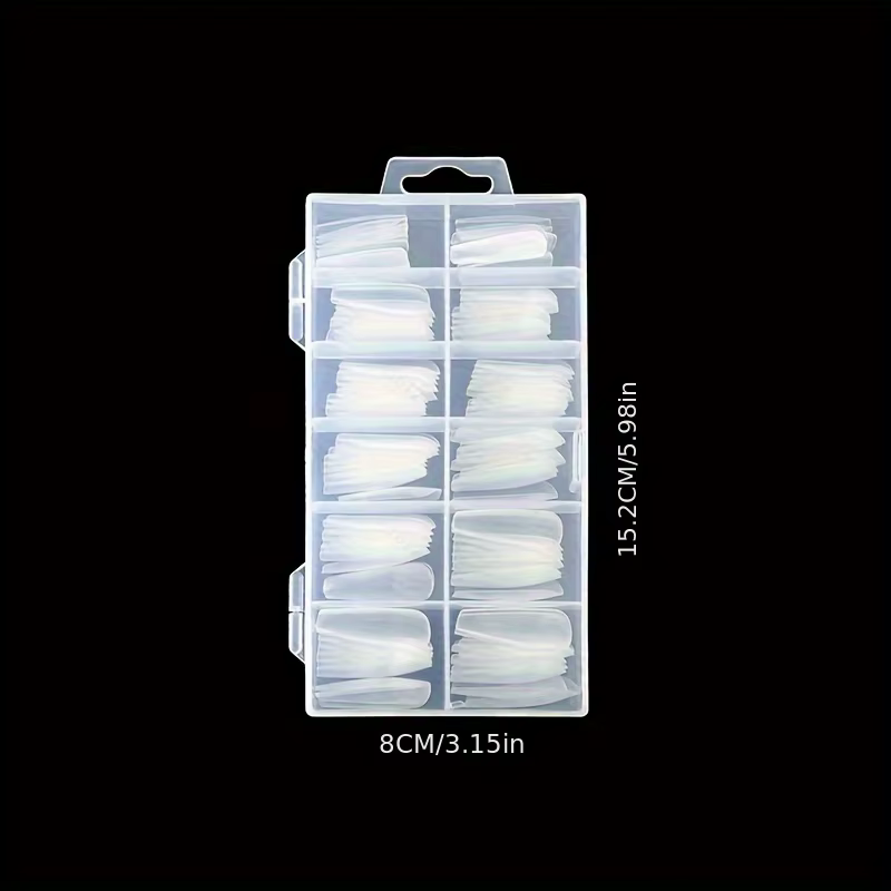 120 pièces d'ongles en boîte de style cercueil transparent/amande/talons hauts fins//carré/autres fo